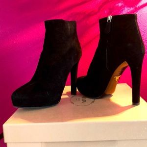 Prada black suede booties